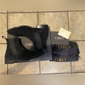 Black Suede Chelsea Boot by Oro Boots.